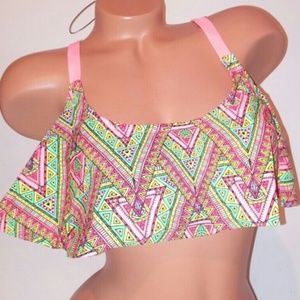 Aztec and Lace Flouncy Bikini Top
